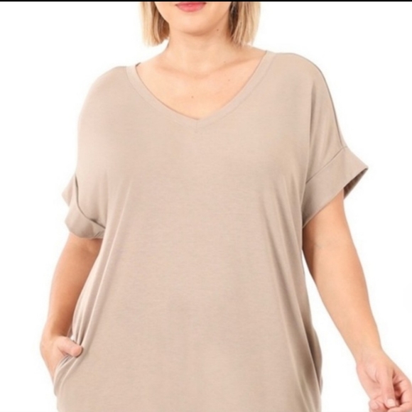 Plus size Basic Beige Tunic Dress 💞 - Picture 7 of 13